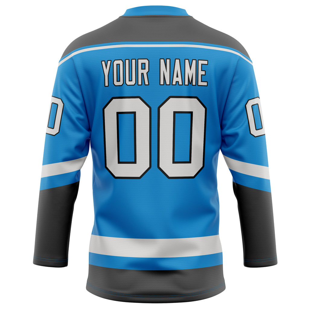 Personalized Blue & Gray Solid Colour Hockey Jersey
