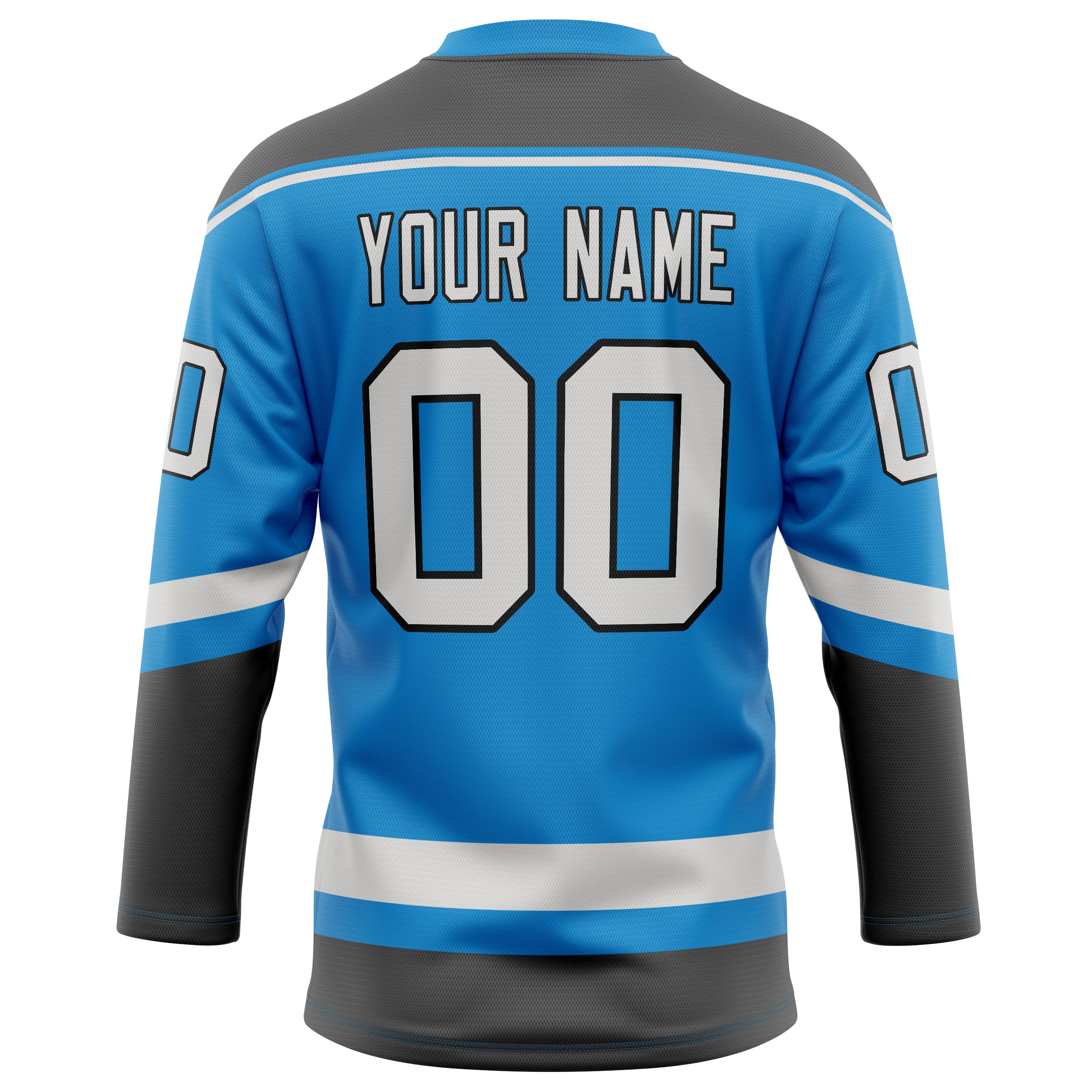 Personalized Blue & Gray Solid Colour Hockey Jersey