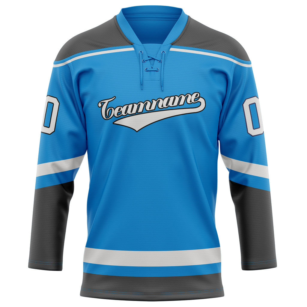 Personalized Blue & Gray Solid Colour Hockey Jersey
