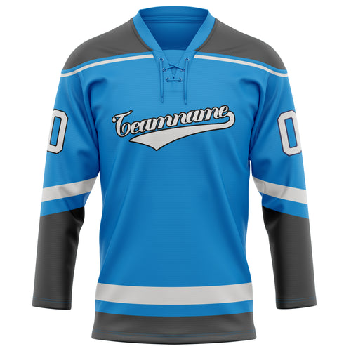 Personalized Blue & Gray Solid Colour Hockey Jersey