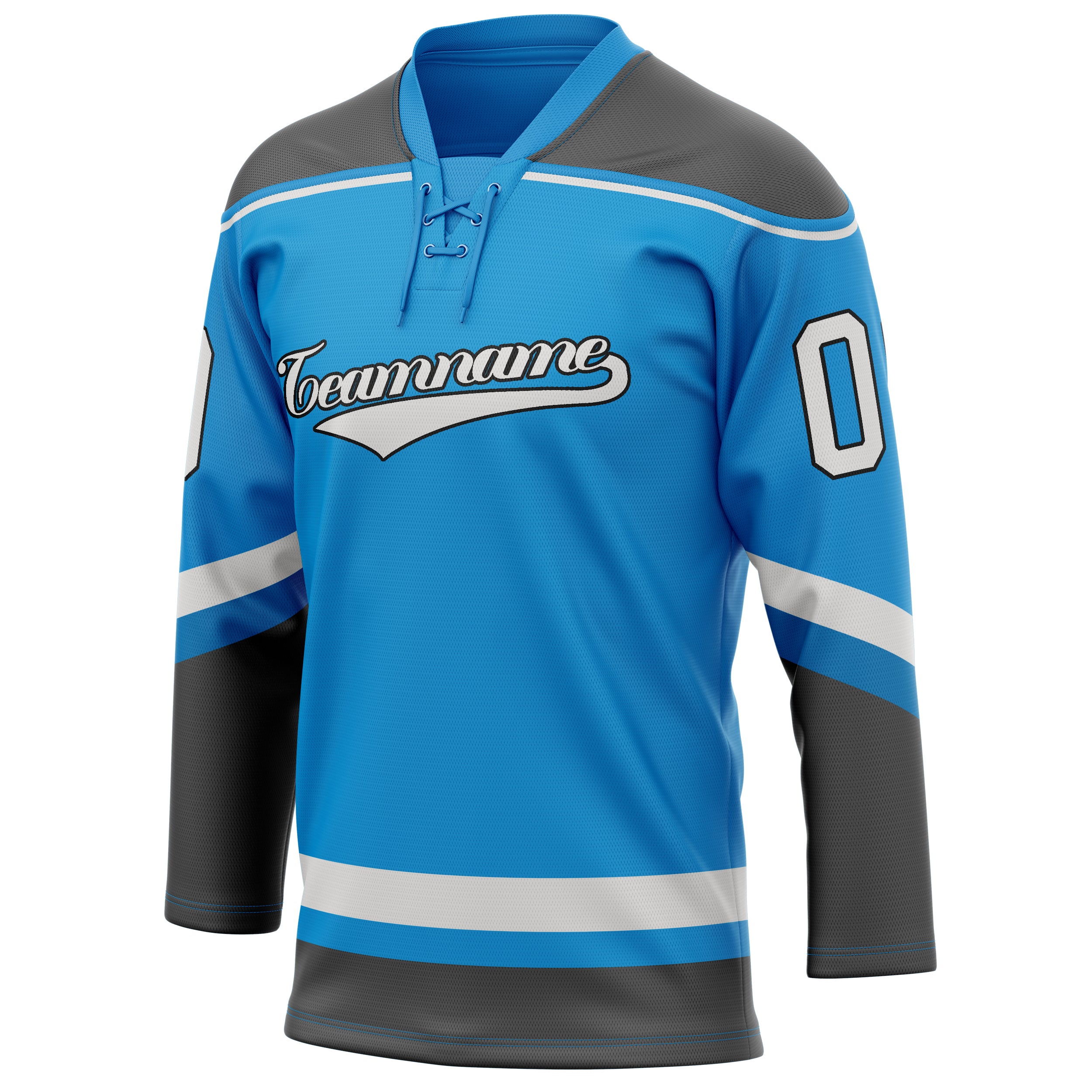 Personalized Blue & Gray Solid Colour Hockey Jersey