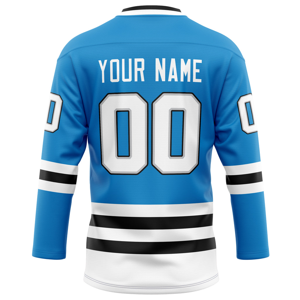 Personalized Blue & White Solid Colour Hockey Jersey