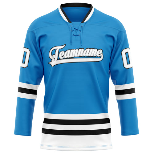 Personalized Blue & White Solid Colour Hockey Jersey
