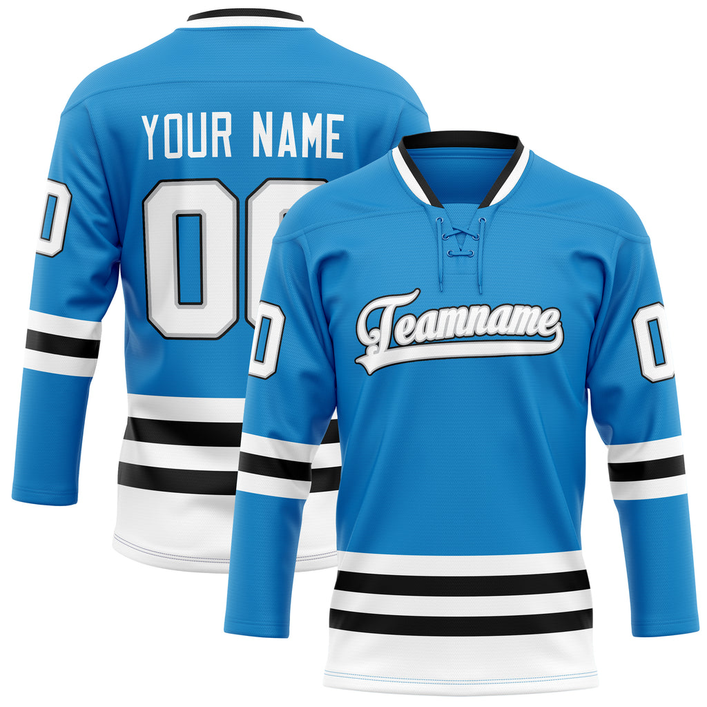 Personalized Blue & White Solid Colour Hockey Jersey