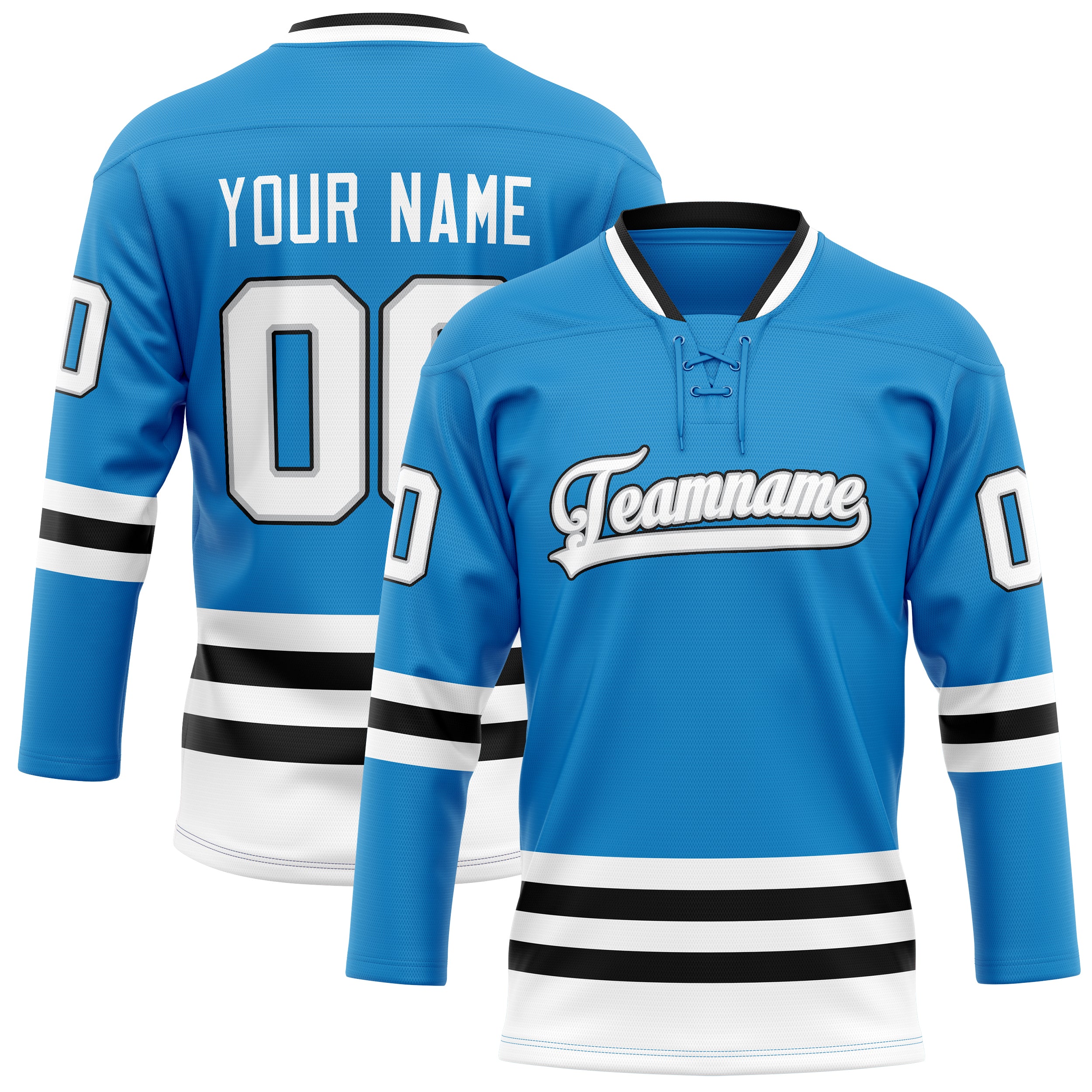 Personalized Blue & White Solid Colour Hockey Jersey