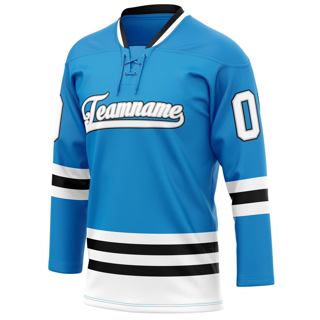 Personalized Blue & White Solid Colour Hockey Jersey