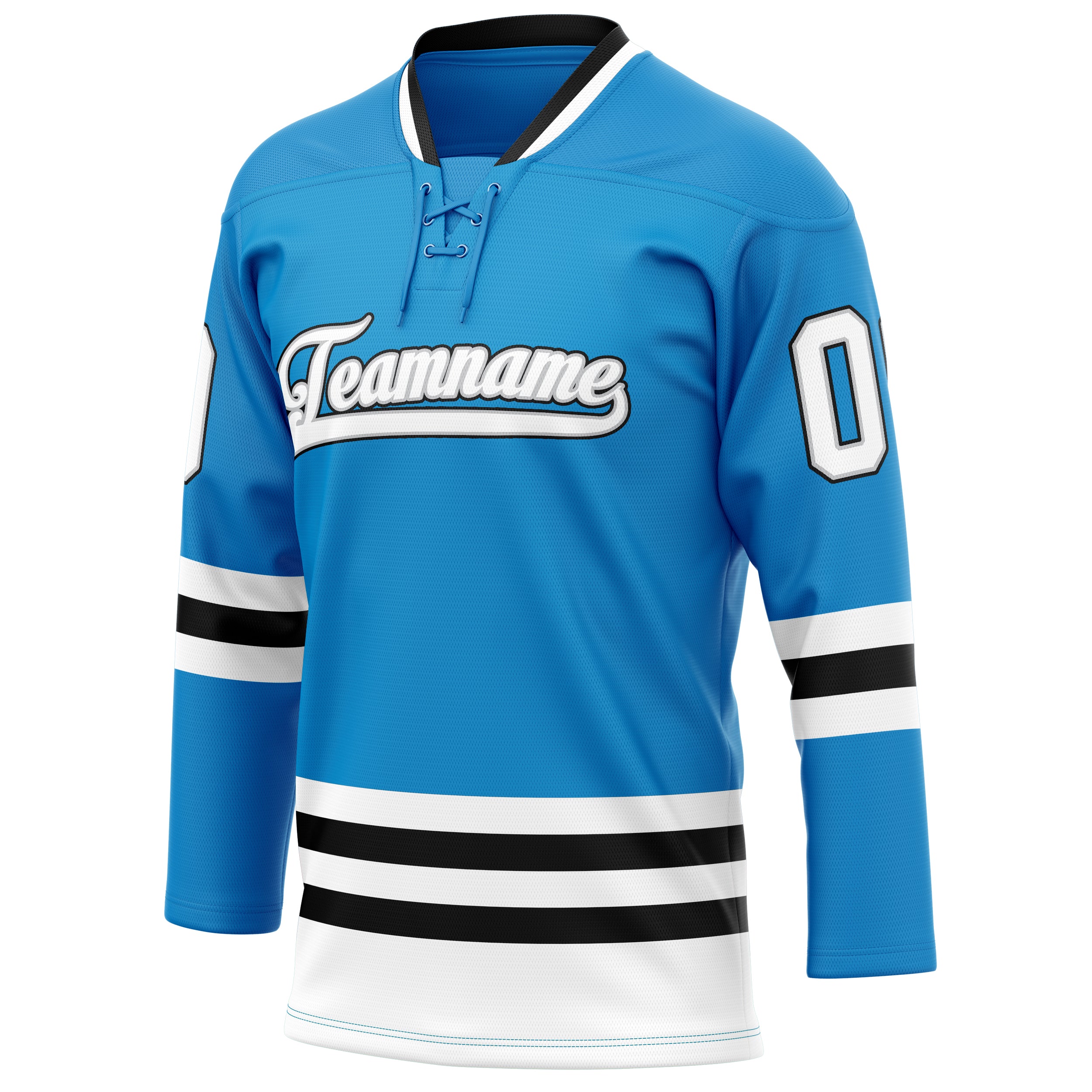 Personalized Blue & White Solid Colour Hockey Jersey