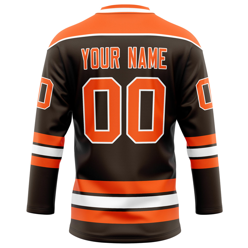 Personalized Brown & Orange Solid Colour Hockey Jersey