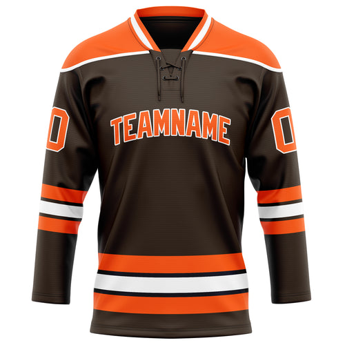 Personalized Brown & Orange Solid Colour Hockey Jersey