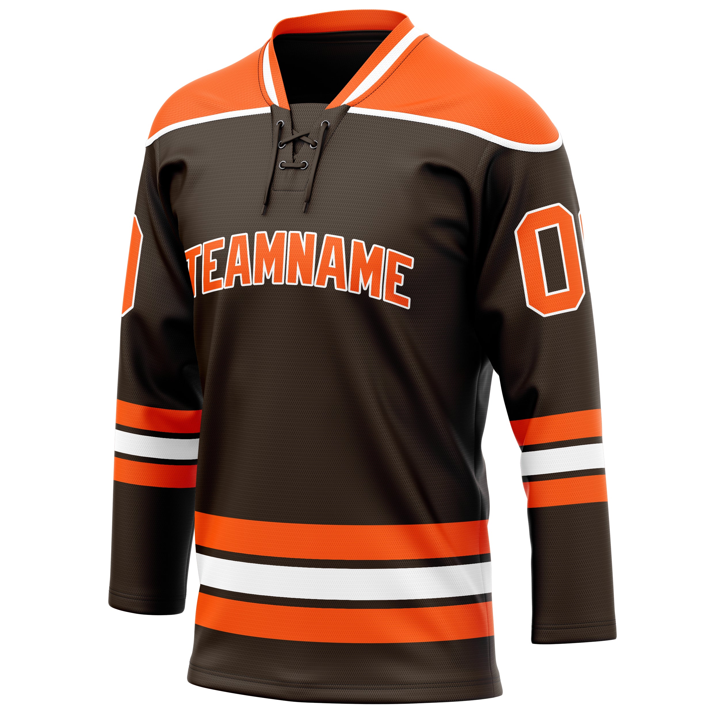 Personalized Brown & Orange Solid Colour Hockey Jersey
