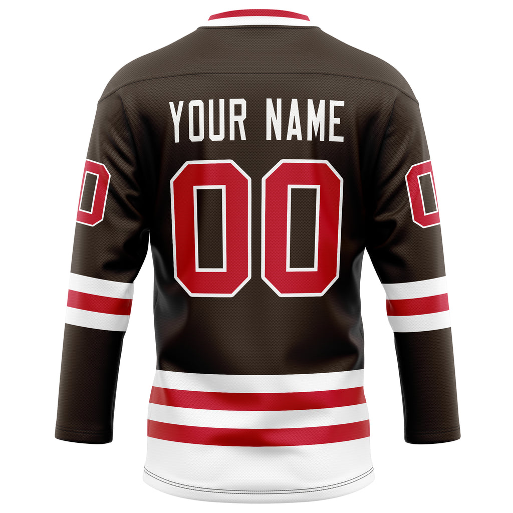 Personalized Brown & Red Solid Colour Hockey Jersey