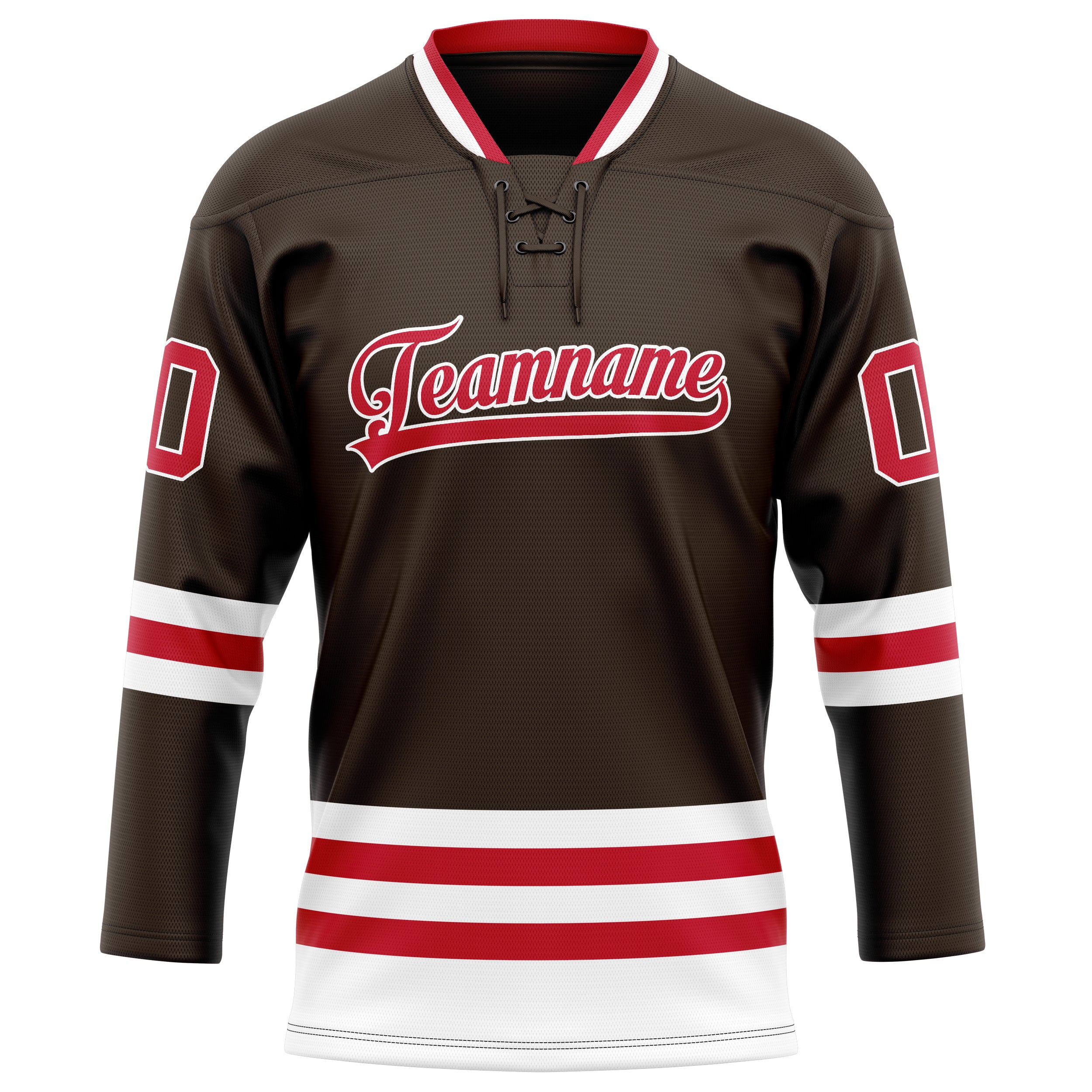 Personalized Brown & Red Solid Colour Hockey Jersey
