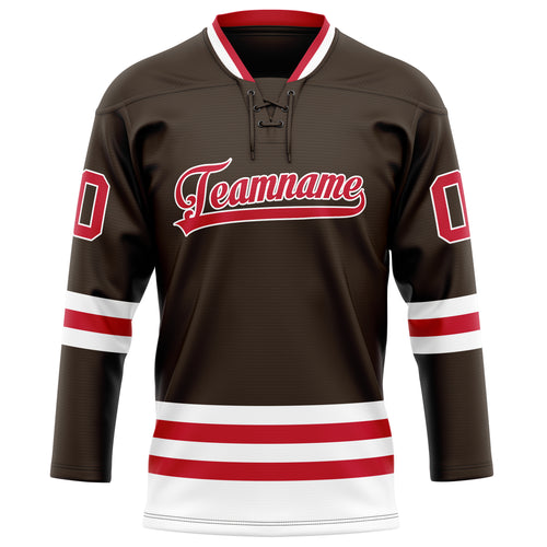 Personalized Brown & Red Solid Colour Hockey Jersey