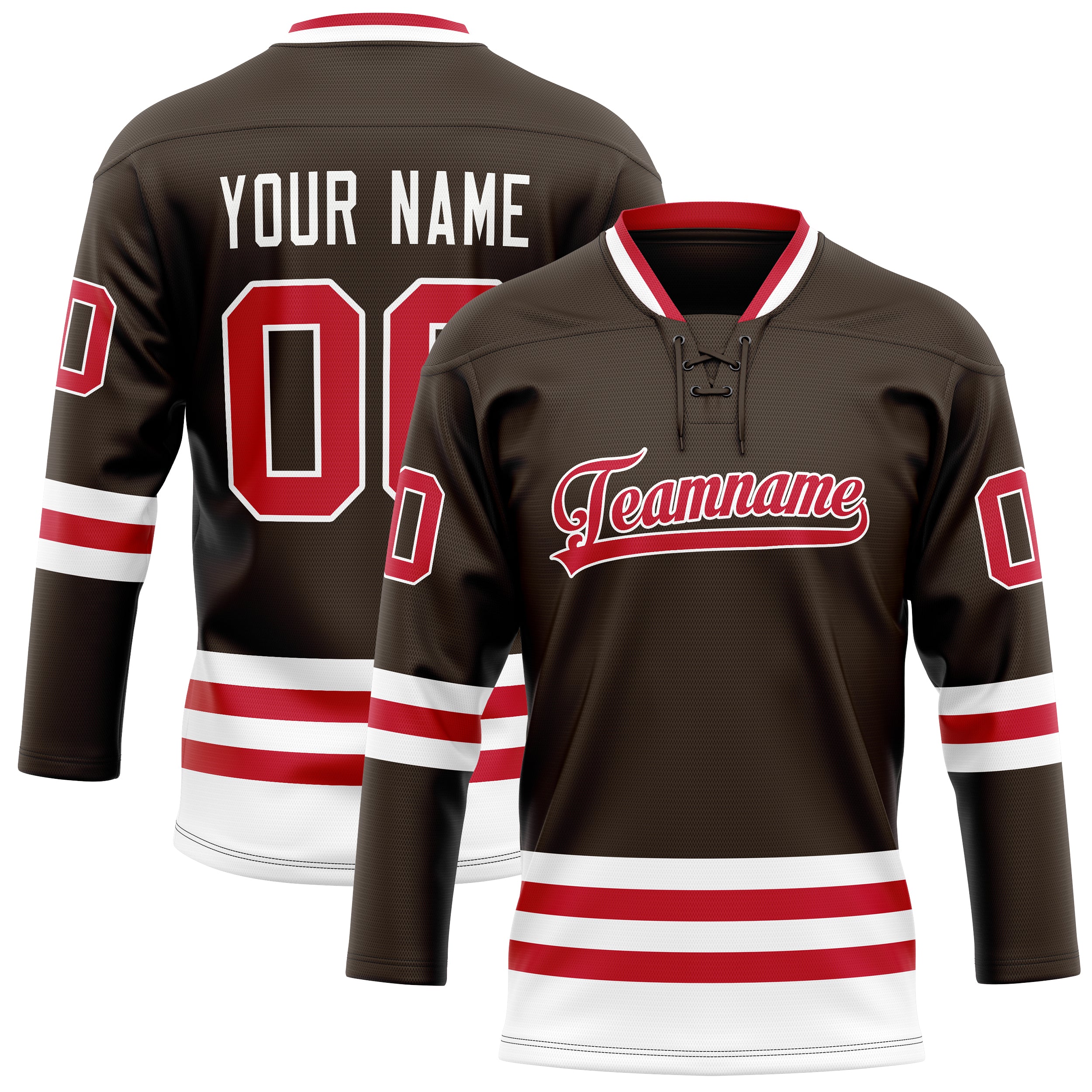 Personalized Brown & Red Solid Colour Hockey Jersey