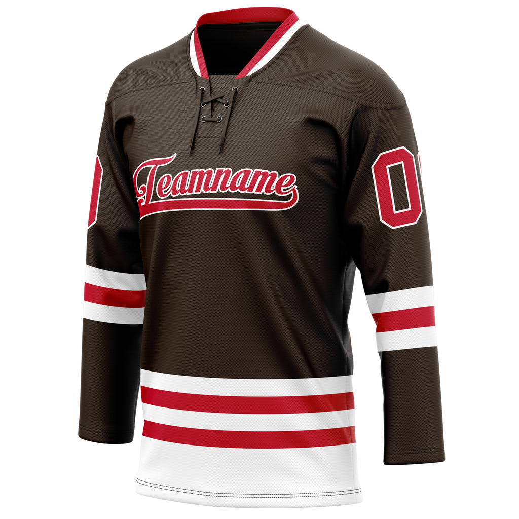 Personalized Brown & Red Solid Colour Hockey Jersey