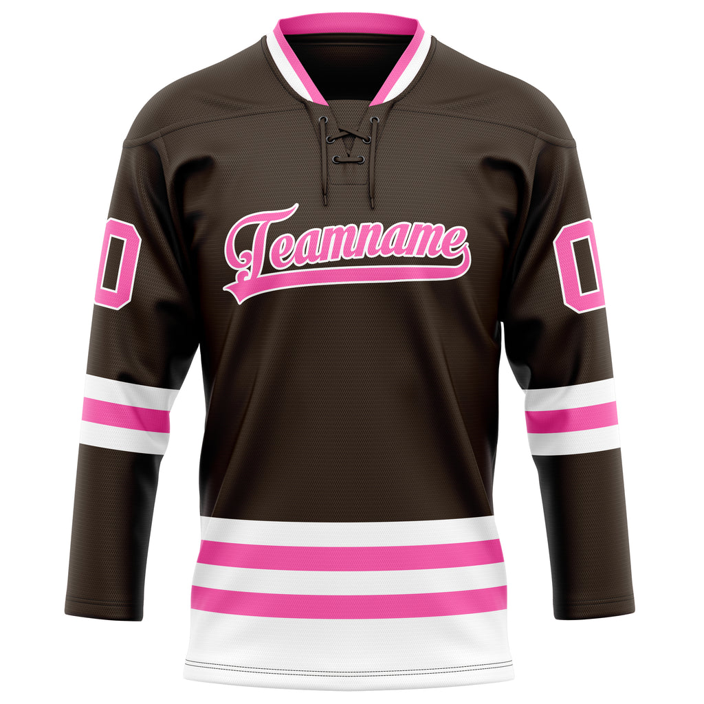 Personalized Brown & Pink Solid Colour Hockey Jersey