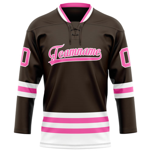 Personalized Brown & Pink Solid Colour Hockey Jersey
