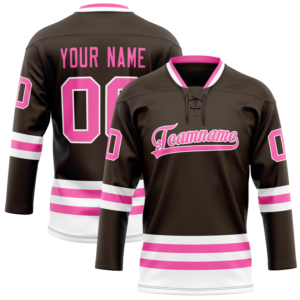 Personalized Brown & Pink Solid Colour Hockey Jersey