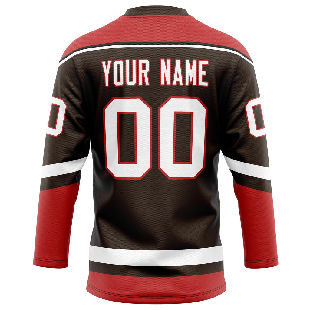 Personalized Brown & Red Solid Colour Hockey Jersey