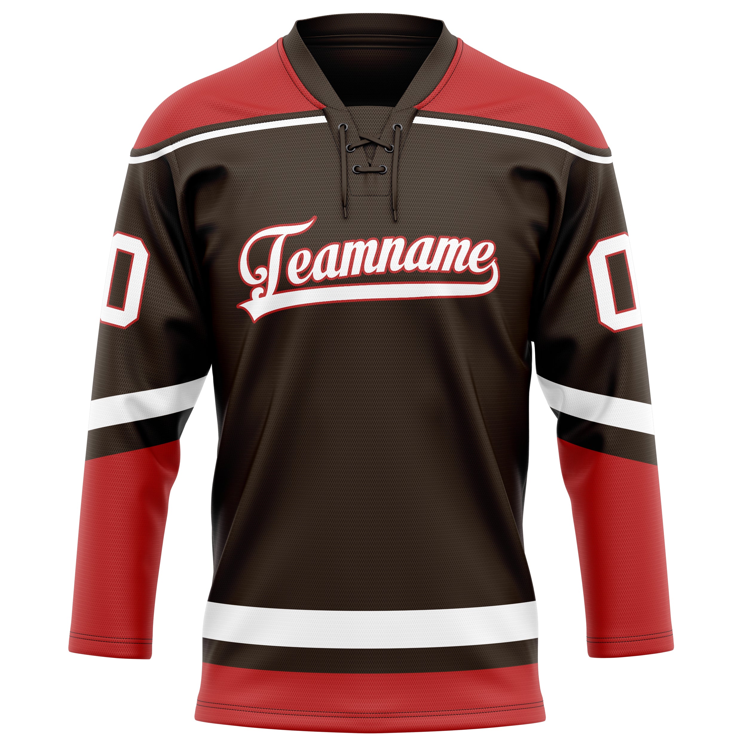 Personalized Brown & Red Solid Colour Hockey Jersey