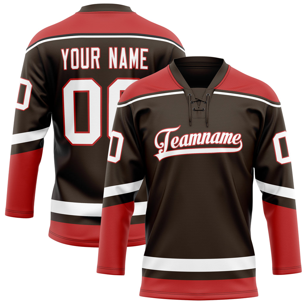 Personalized Brown & Red Solid Colour Hockey Jersey
