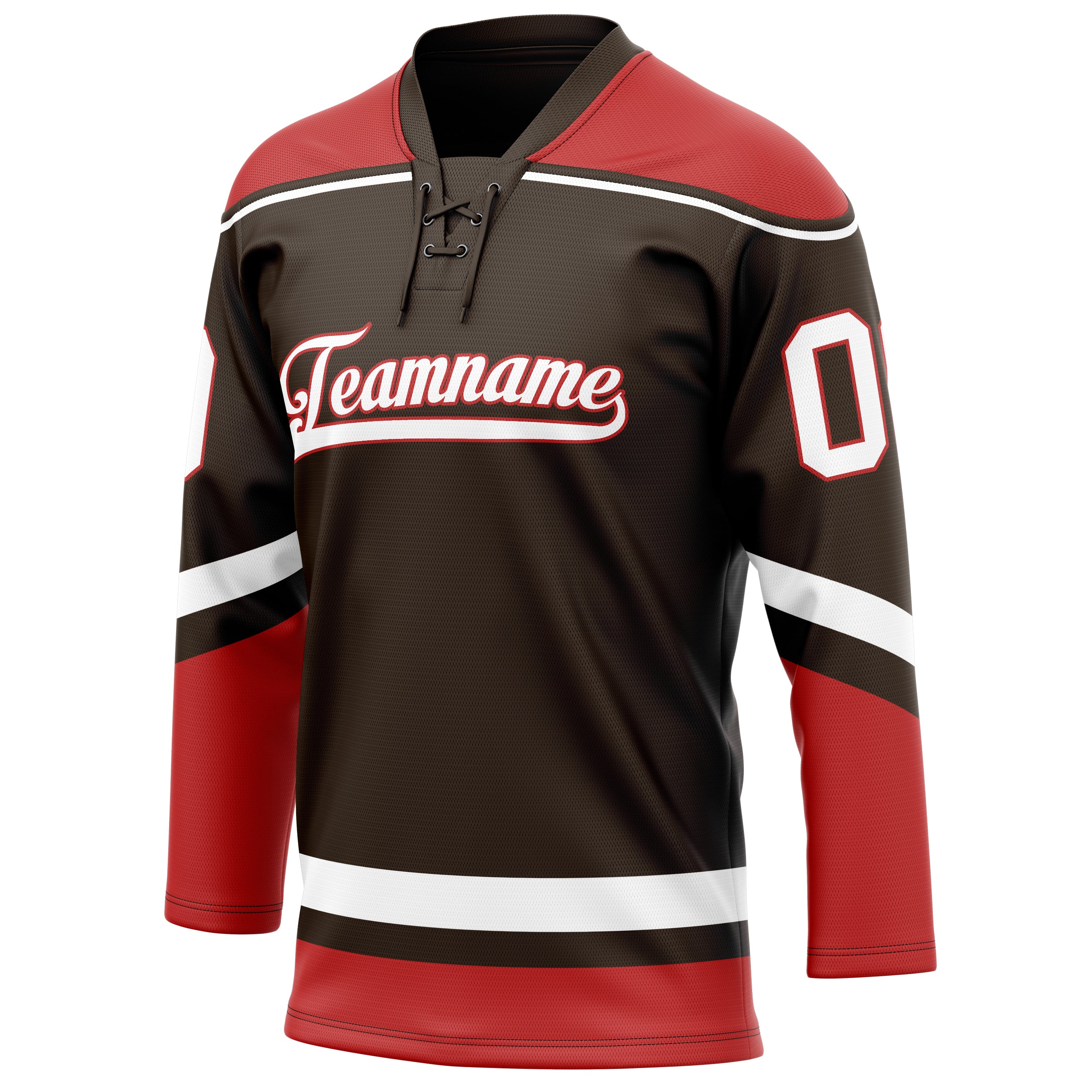 Personalized Brown & Red Solid Colour Hockey Jersey