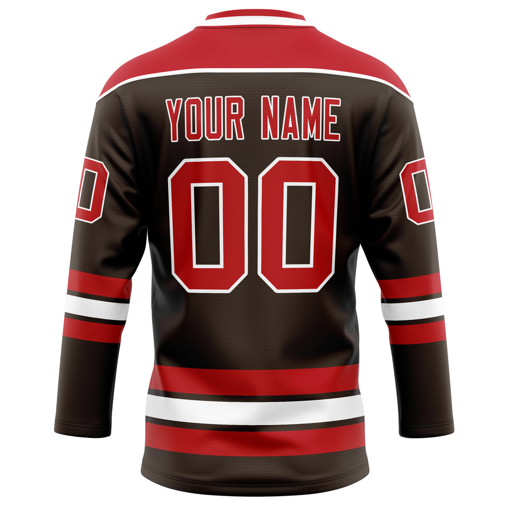 Personalized Brown & Red Solid Colour Hockey Jersey