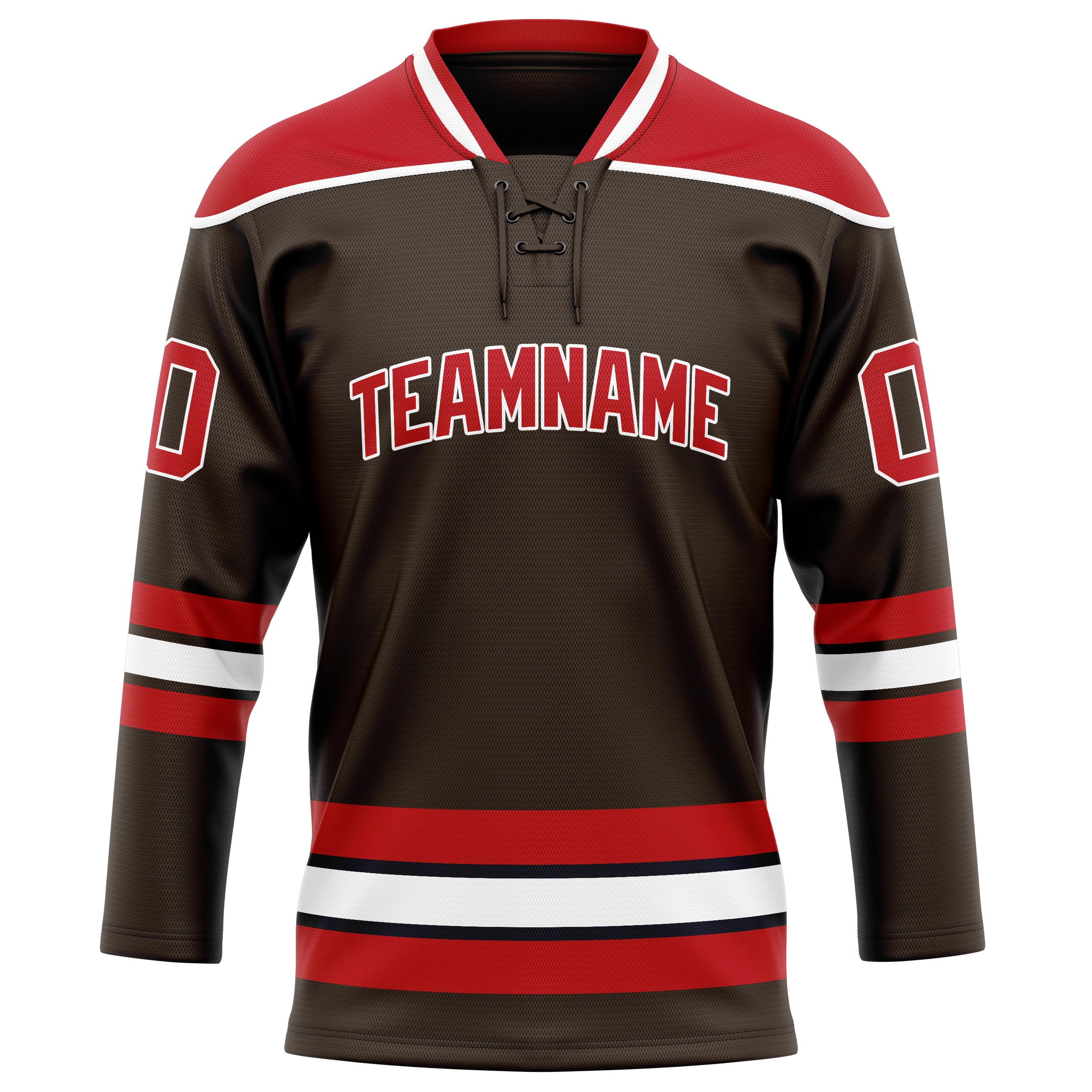 Personalized Brown & Red Solid Colour Hockey Jersey