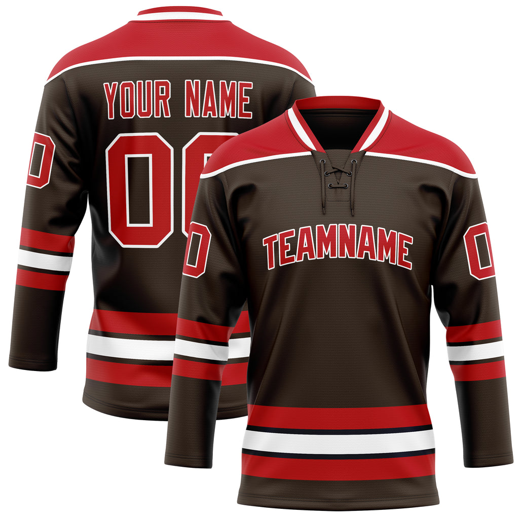 Personalized Brown & Red Solid Colour Hockey Jersey