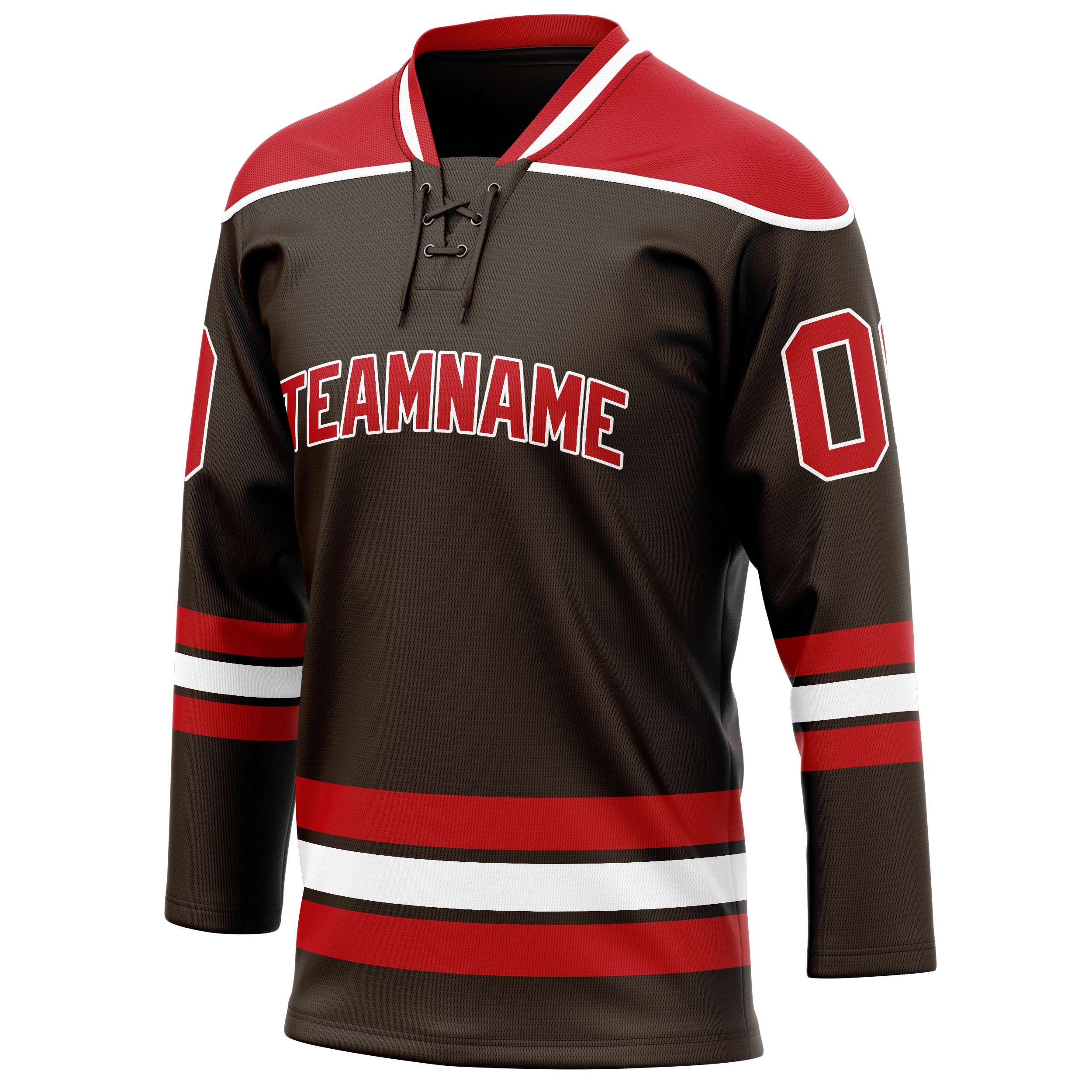 Personalized Brown & Red Solid Colour Hockey Jersey