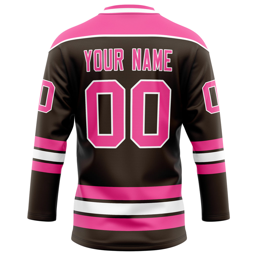 Personalized Brown & Pink Solid Colour Hockey Jersey