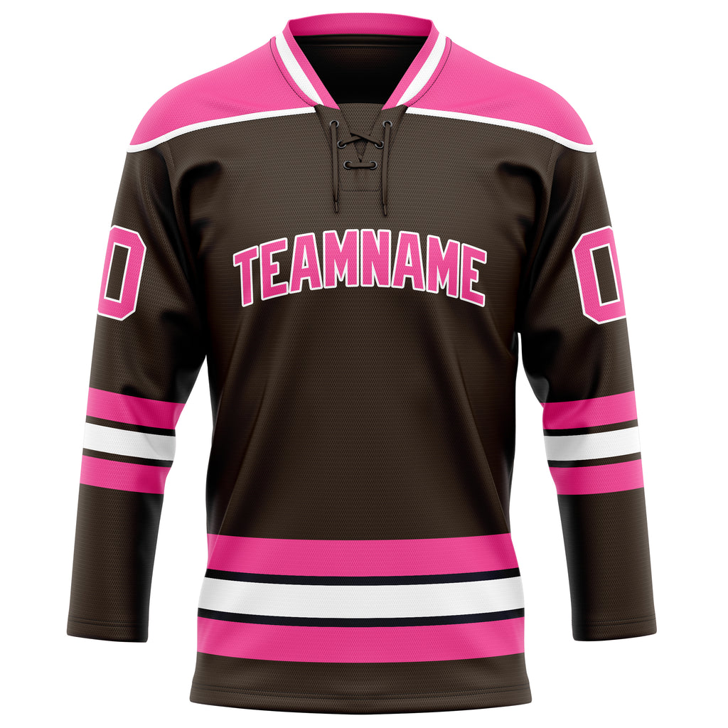Personalized Brown & Pink Solid Colour Hockey Jersey