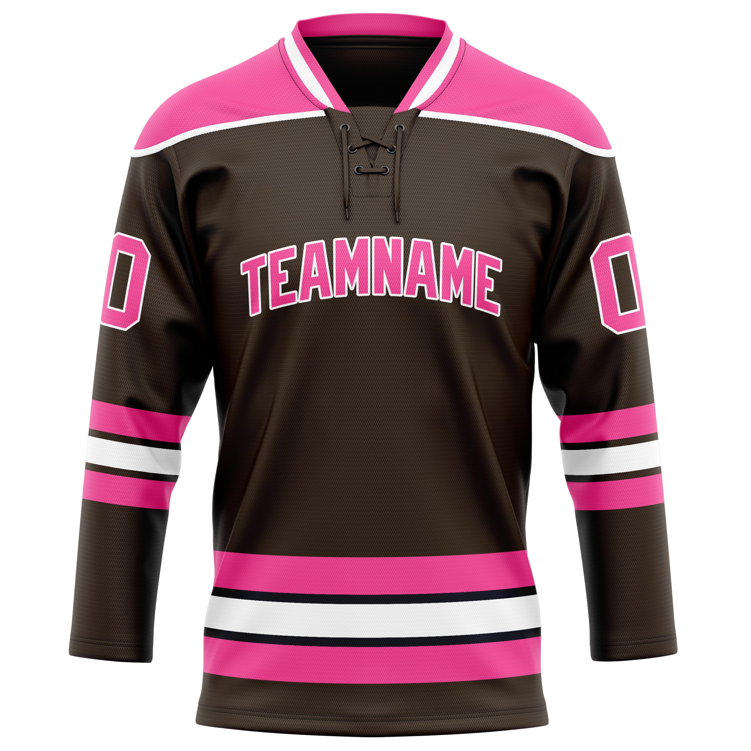 Personalized Brown & Pink Solid Colour Hockey Jersey