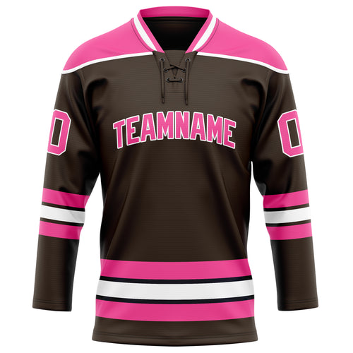 Personalized Brown & Pink Solid Colour Hockey Jersey