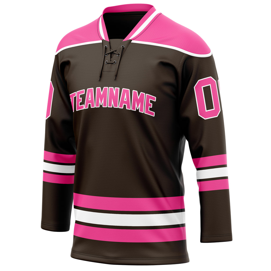 Personalized Brown & Pink Solid Colour Hockey Jersey