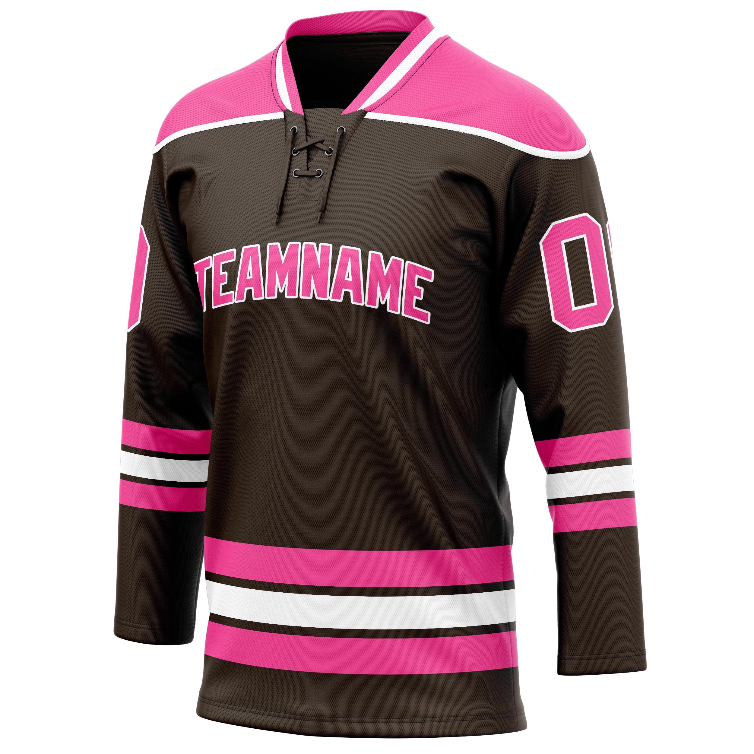 Personalized Brown & Pink Solid Colour Hockey Jersey
