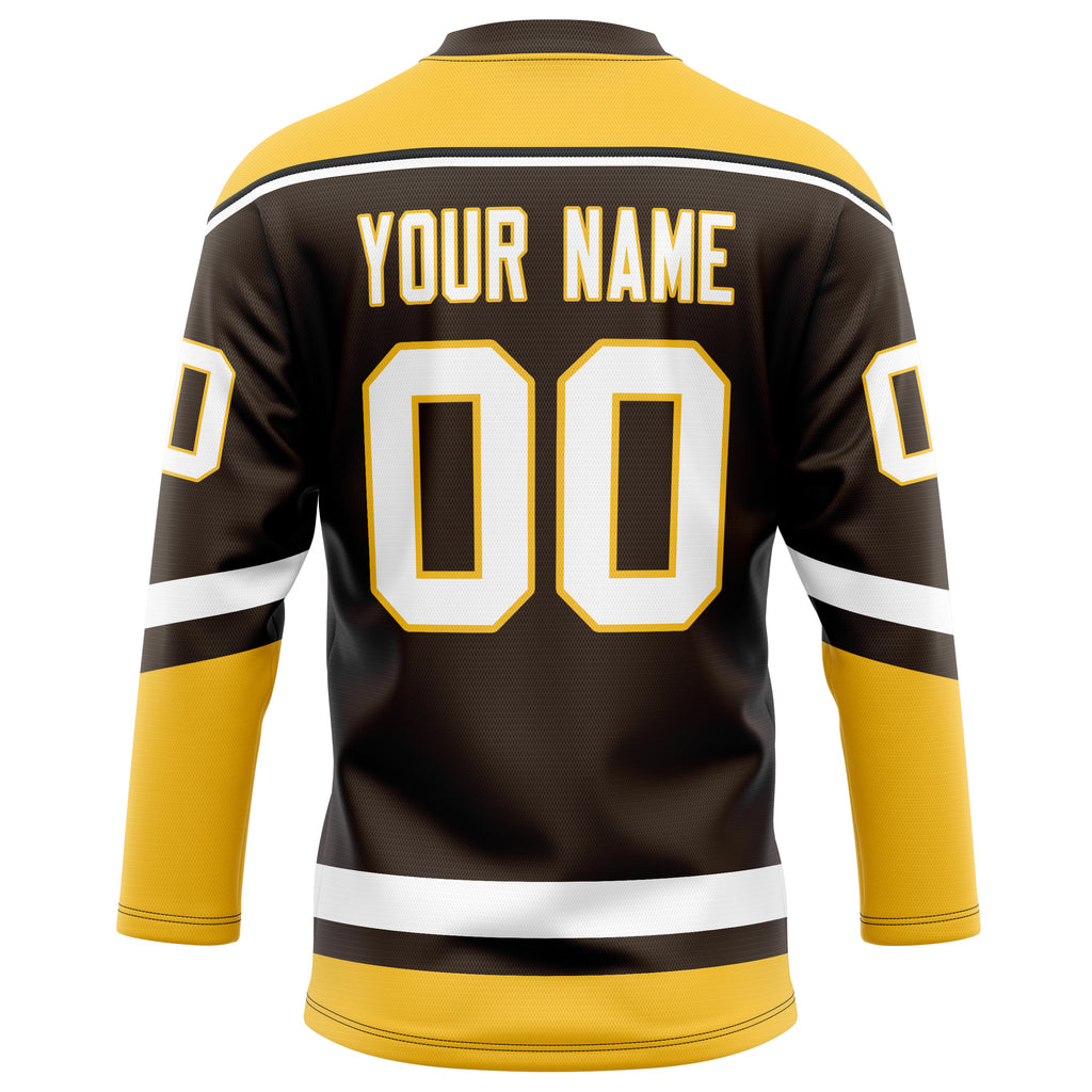 Personalized Brown & Gold Solid Colour Hockey Jersey
