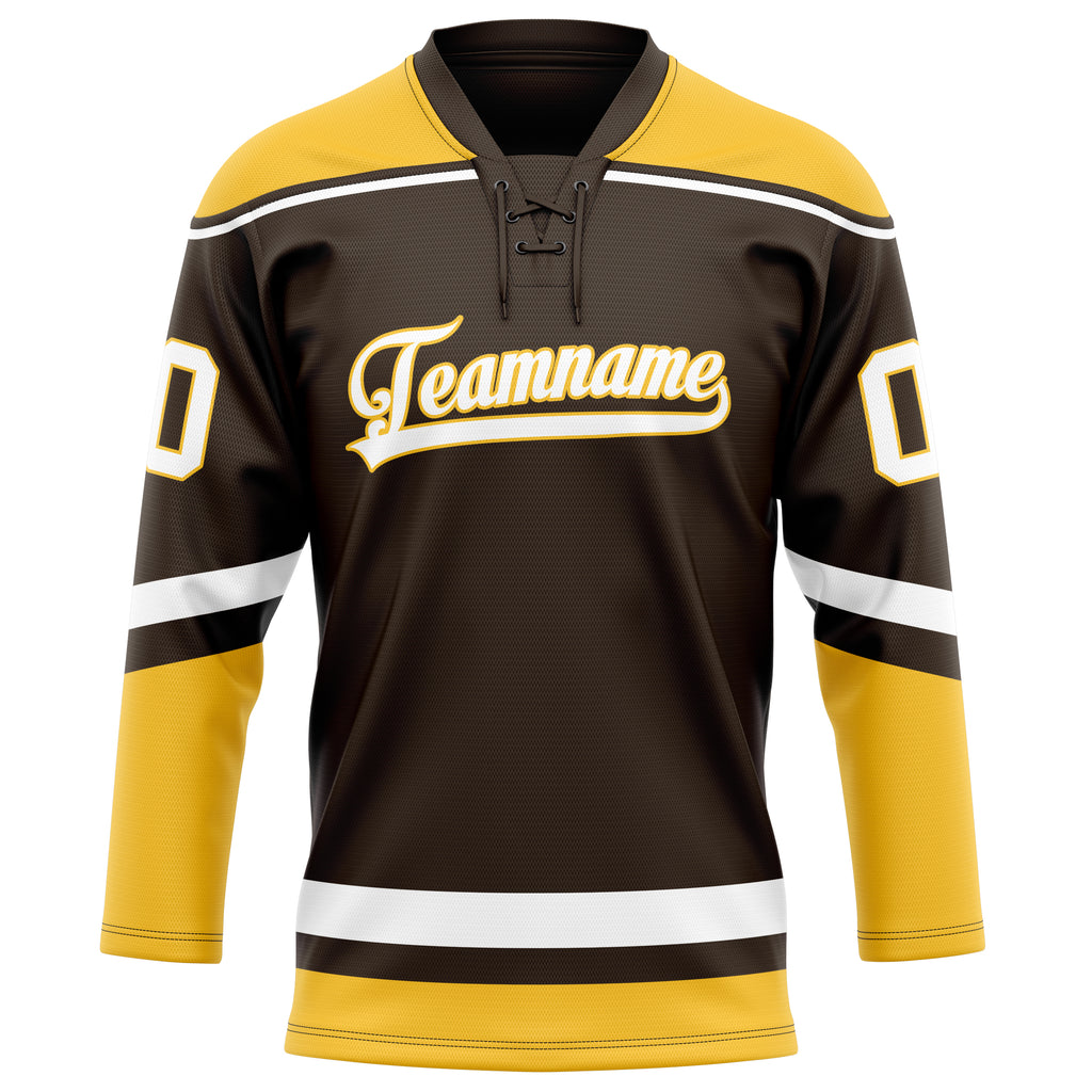 Personalized Brown & Gold Solid Colour Hockey Jersey
