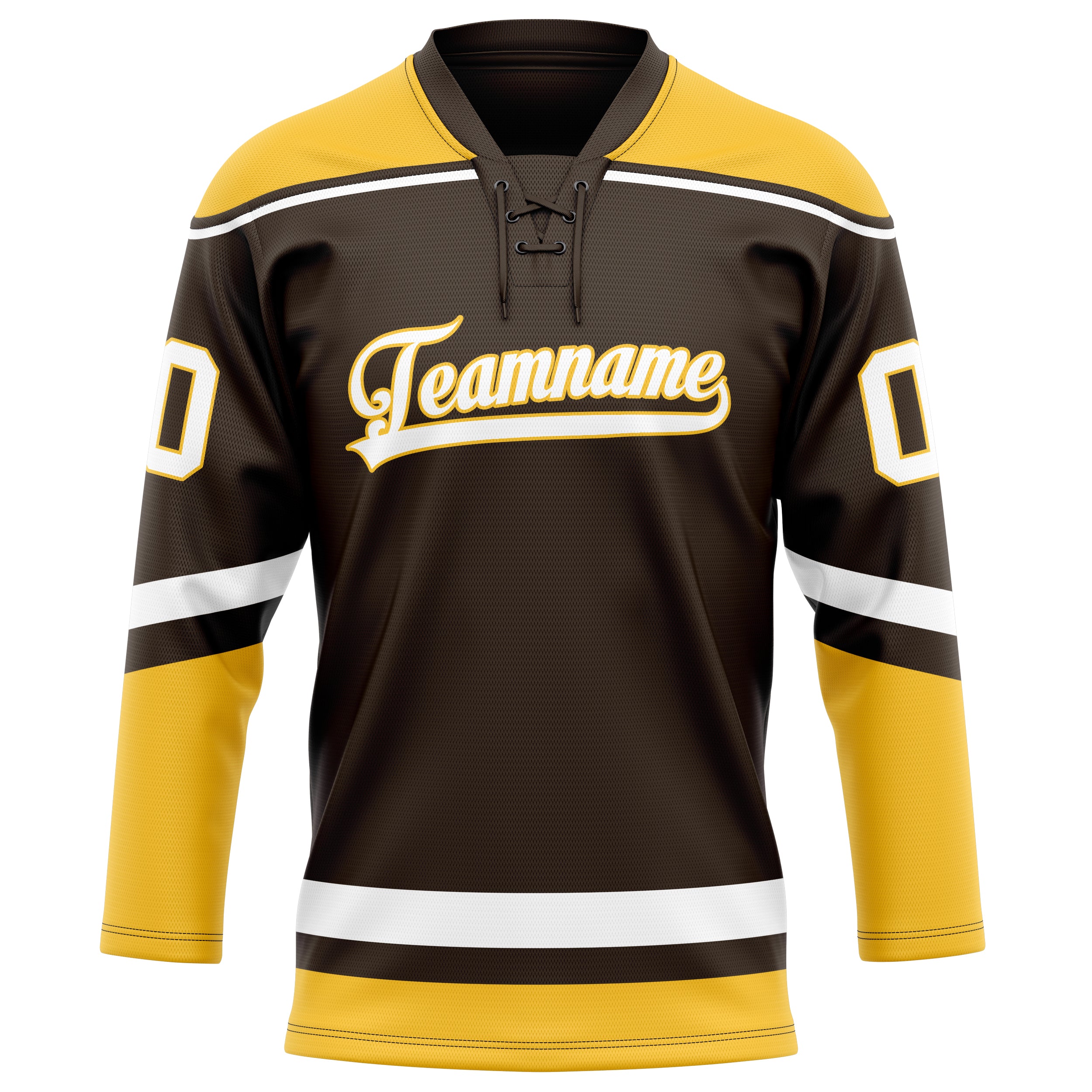 Personalized Brown & Gold Solid Colour Hockey Jersey