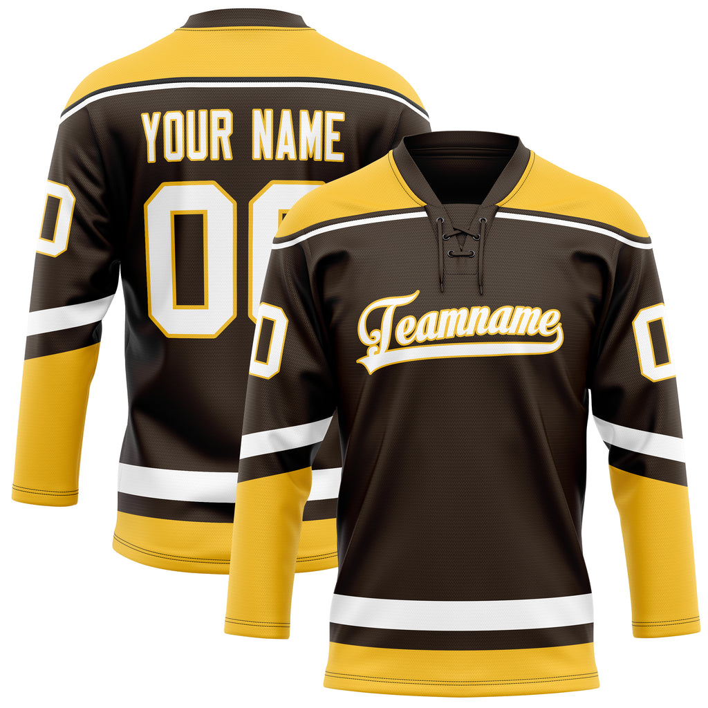 Personalized Brown & Gold Solid Colour Hockey Jersey