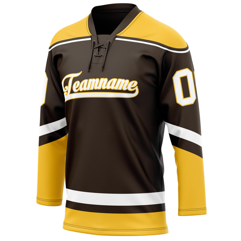 Personalized Brown & Gold Solid Colour Hockey Jersey