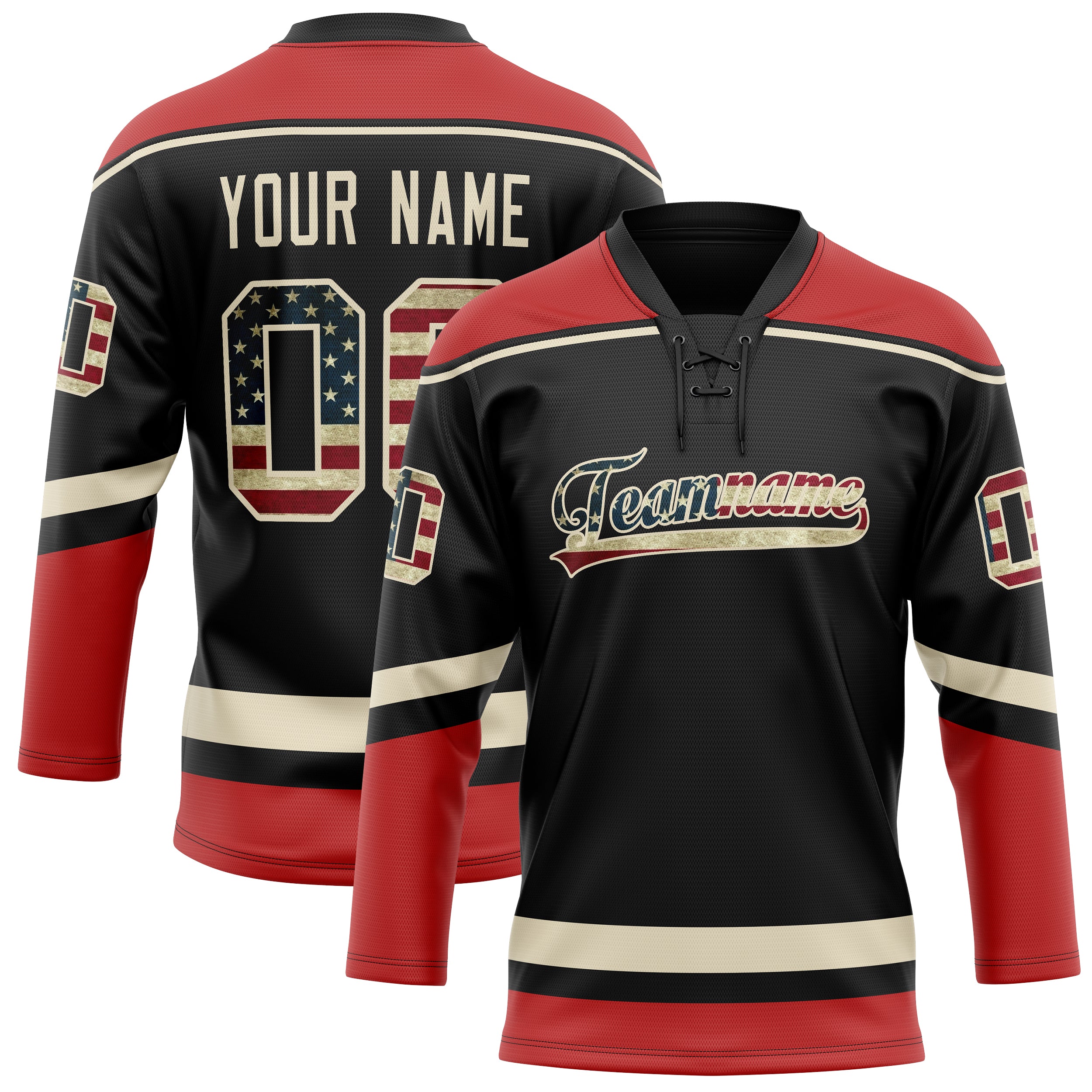 Personalized Brown & Red Solid Colour Hockey Jersey
