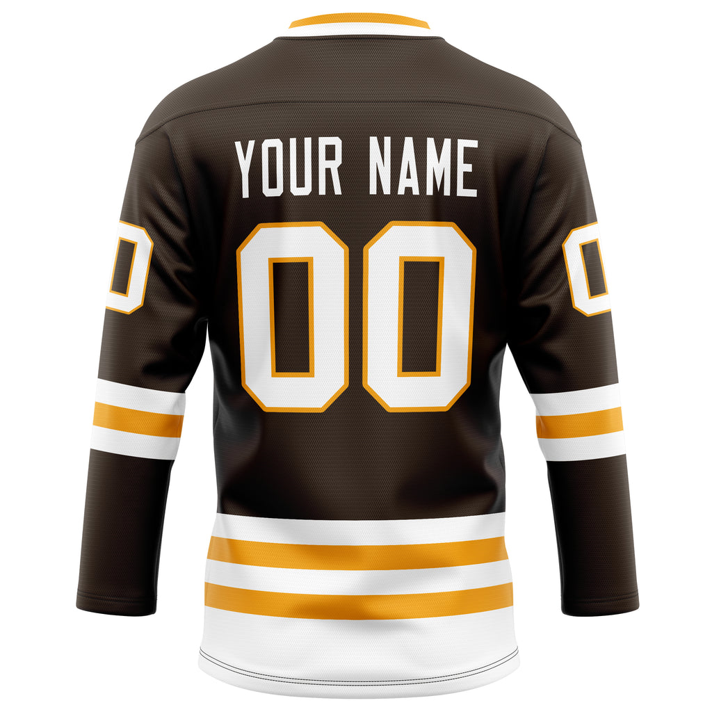 Personalized Brown & White Solid Colour Hockey Jersey
