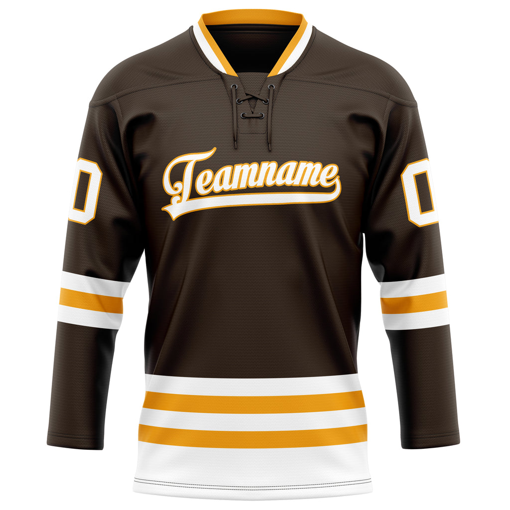 Personalized Brown & White Solid Colour Hockey Jersey