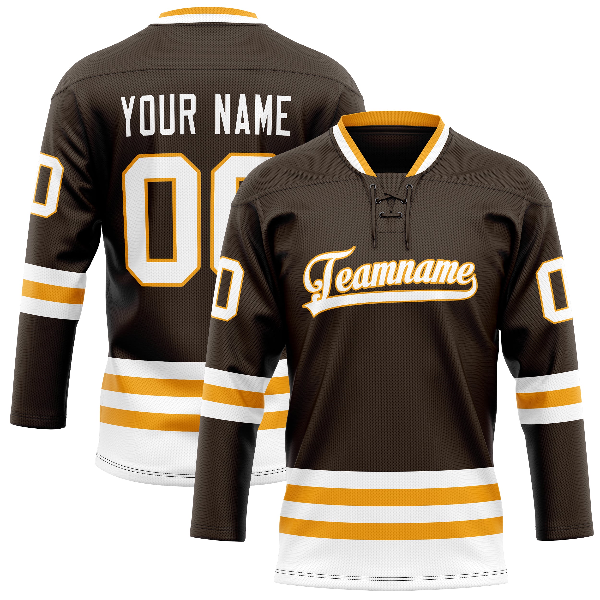 Personalized Brown & White Solid Colour Hockey Jersey
