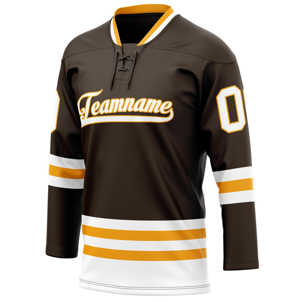 Personalized Brown & White Solid Colour Hockey Jersey