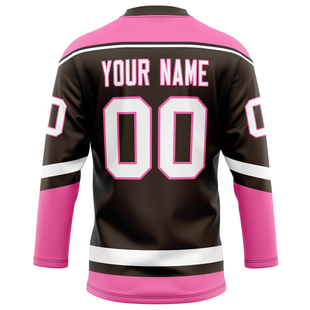 Personalized Brown & Pink Solid Colour Hockey Jersey
