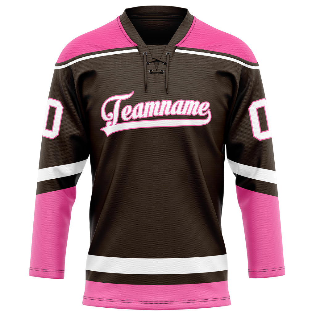 Personalized Brown & Pink Solid Colour Hockey Jersey
