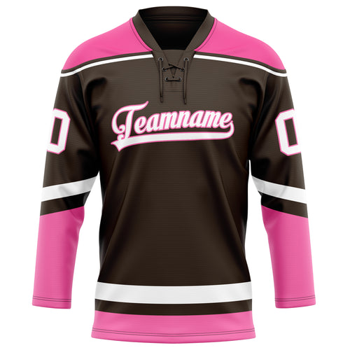 Personalized Brown & Pink Solid Colour Hockey Jersey