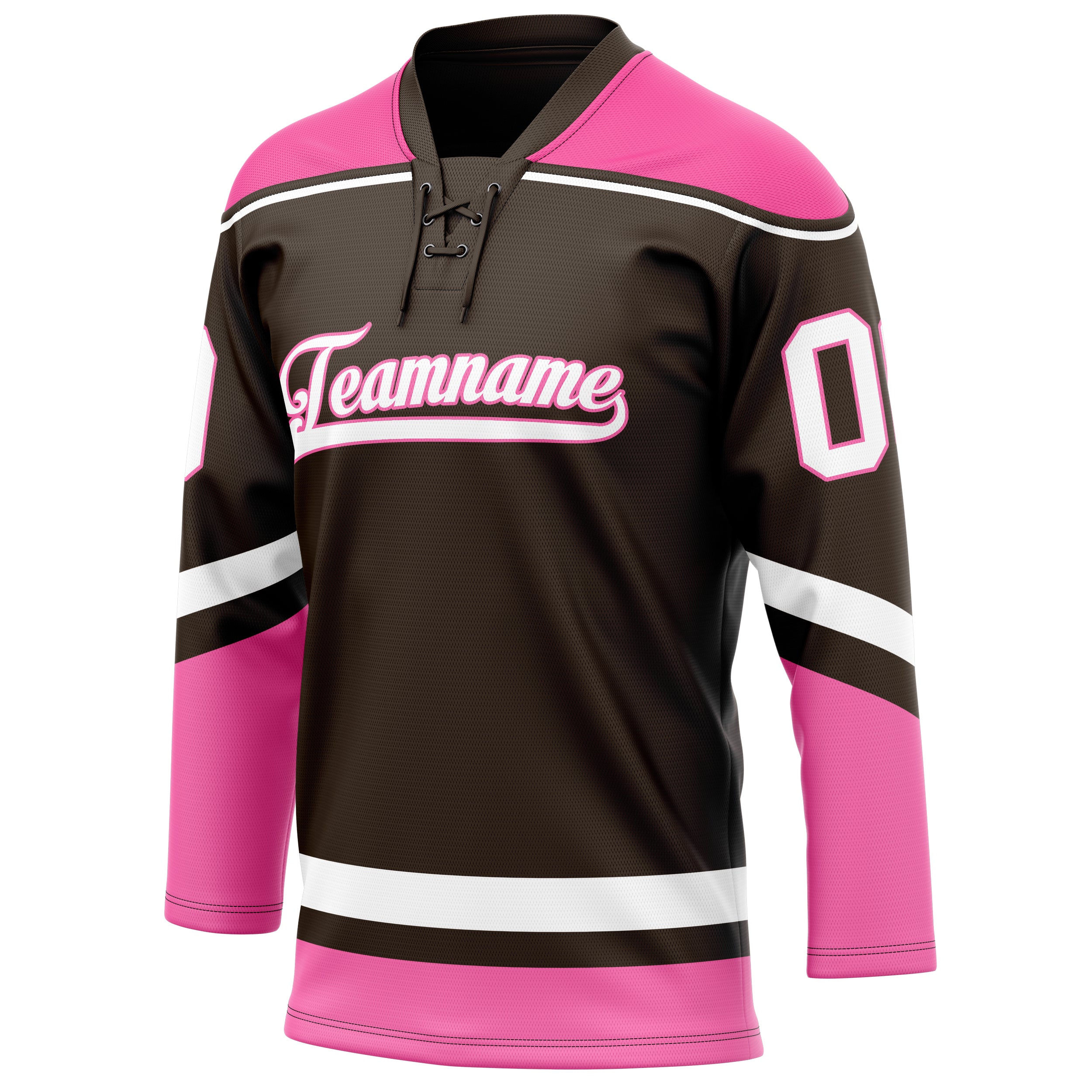 Personalized Brown & Pink Solid Colour Hockey Jersey